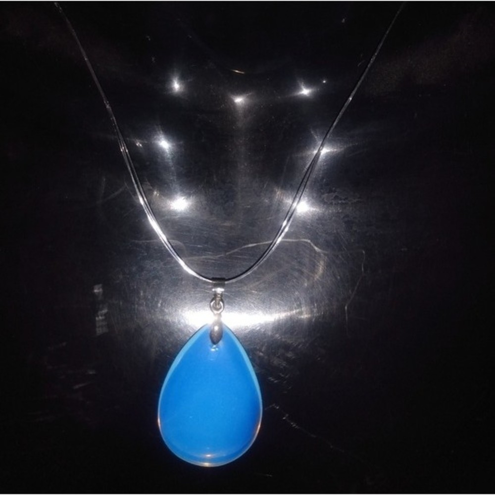 Opalescent 11" Necklace Handmade Faux Pearls & Rhinestones Dainty Pendant